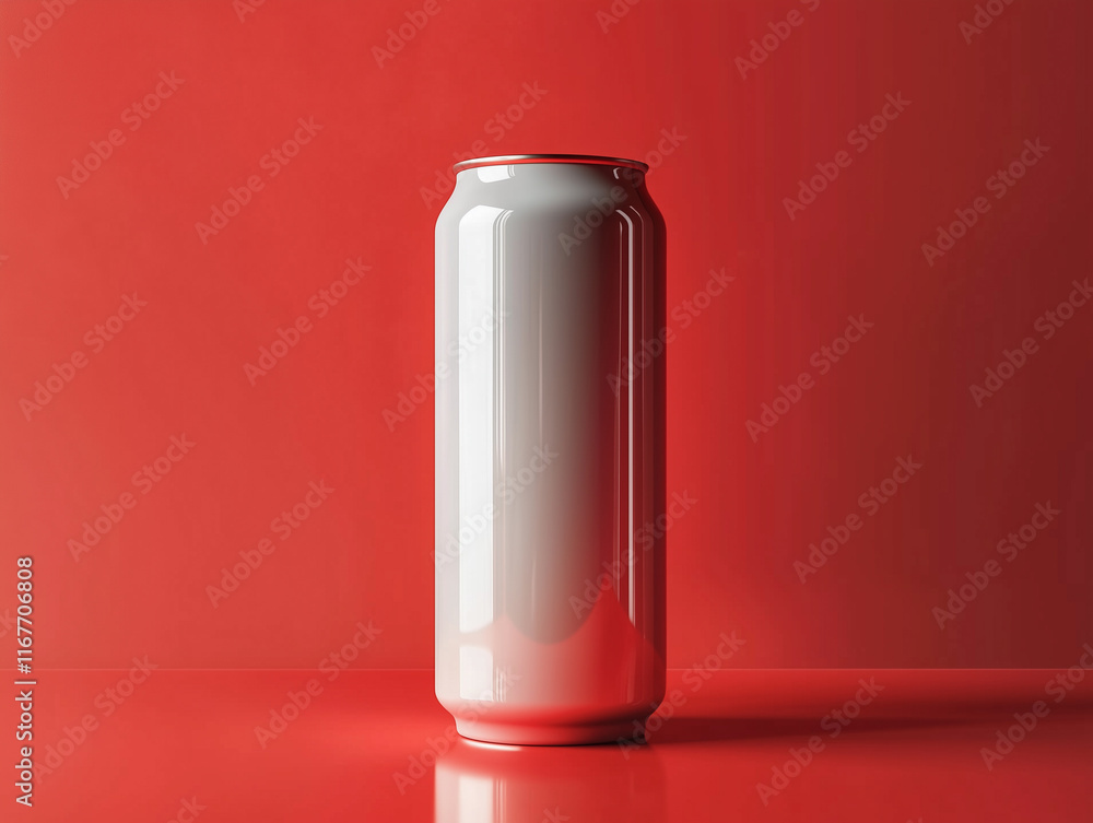 Blank aluminum can mockup on a red background Blank aluminum can mockup on a red background