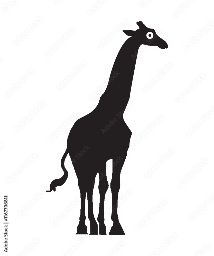 Fototapeta premium Giraffe silhouette vector with white background