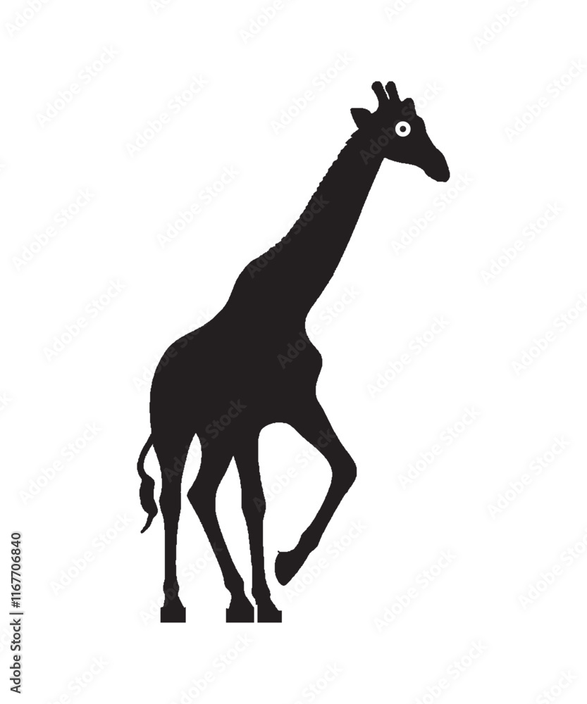 Fototapeta premium Giraffe silhouette vector with white background