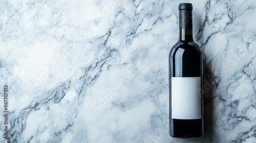 Modern Wine Bottle on Marble Surface with Warm Lighting photo