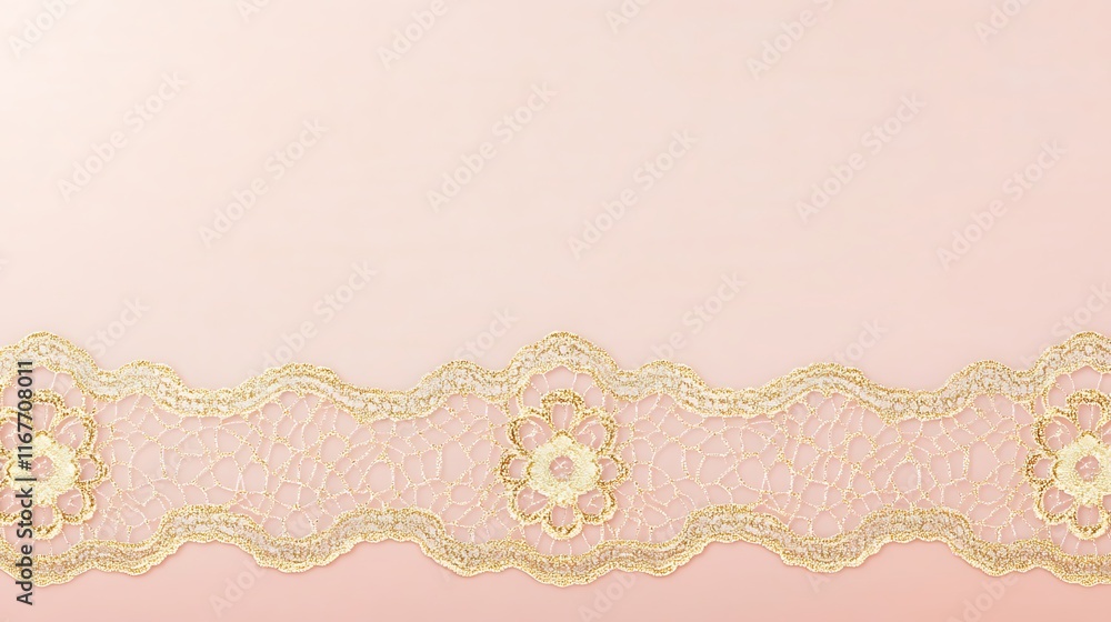Gold Lace Trim on Pink Background Elegant Design Gold Lace Trim on Pink Background Elegant Design
