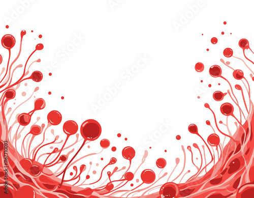 World donor day abstract wallpaper, 3d blood cells flowing in vein isolated on white background. Vector illustration. Medical border frame, hospital banner concept design