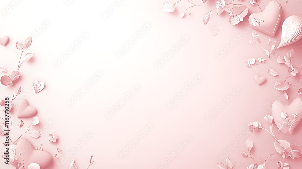 Delicate Pink Hearts and Flowers Romantic Design Delicate Pink Hearts and Flowers Romantic Design