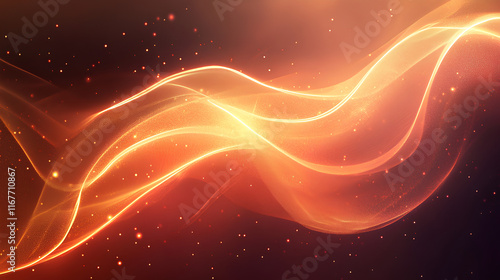 Abstract waves of light in warm colors