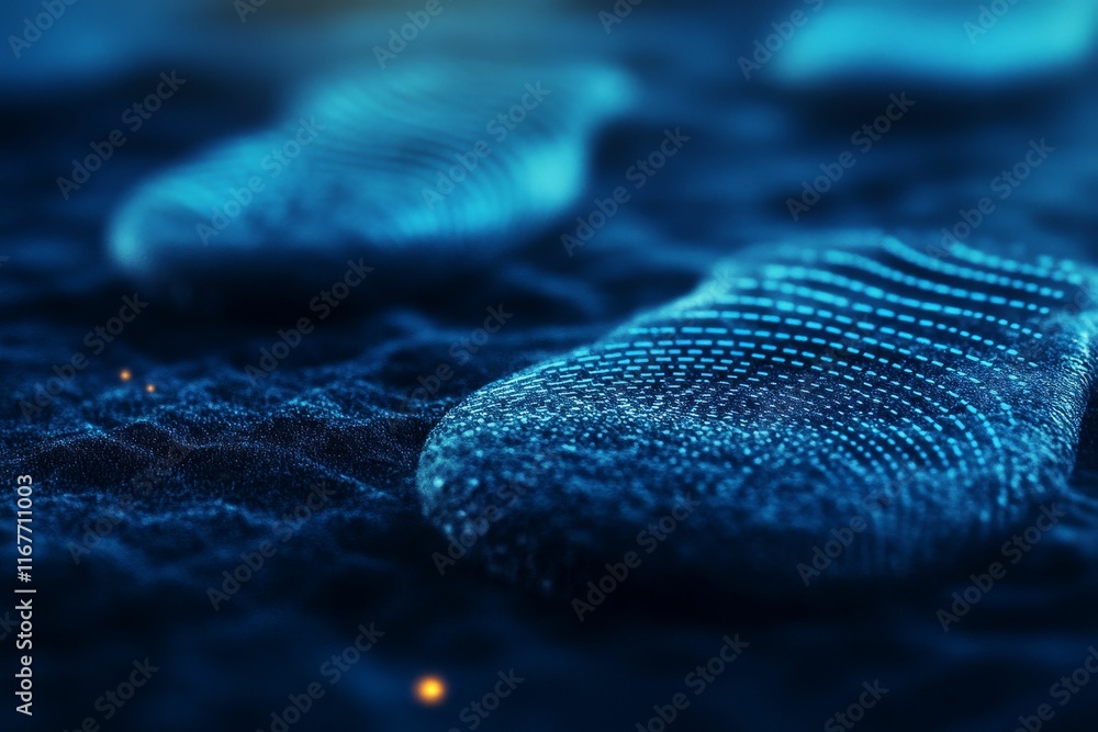 Dark blue objects, textured surface, glowing lines. Dark blue objects, textured surface, glowing lines.