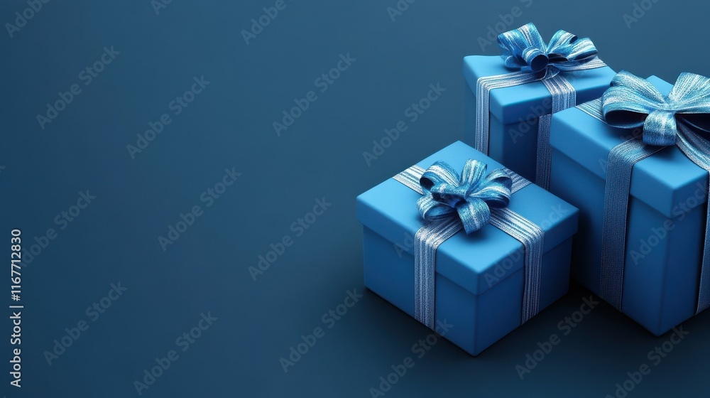 Obraz premium Blue gift boxes with copy space