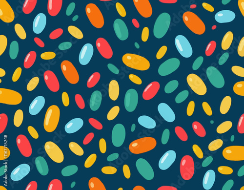 Multi Vitamin complex icons poster. Vector illustration. Multivitamin supplement, b1, d, e, mg, c, zinc, magnesium, a. Diet poster. Colorful pills capsule, droplet in a row