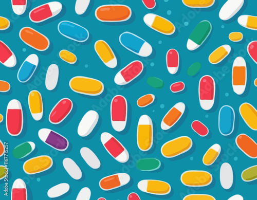 Multi Vitamin complex icons poster. Vector illustration. Multivitamin supplement, b1, d, e, mg, c, zinc, magnesium, a. Diet poster. Colorful pills capsule, droplet in a row