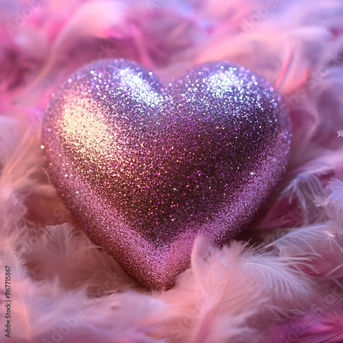 Glittery Pink Heart Valentine's Day Card photo