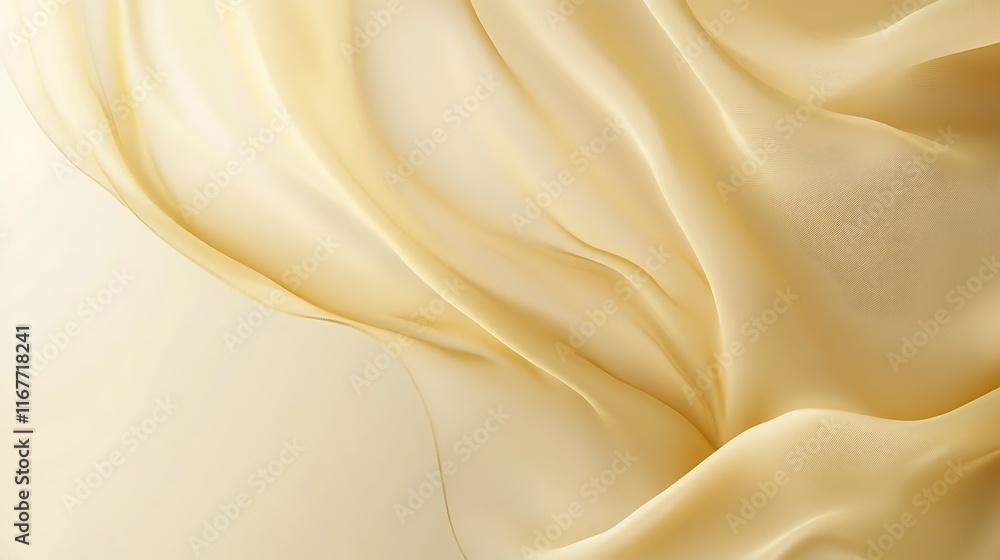 Fototapeta premium Pale Yellow Silk Fabric Draped Softly