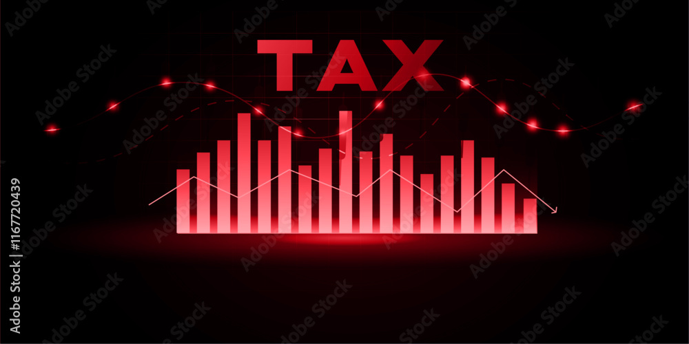 Obraz premium tax file alert in red graph background