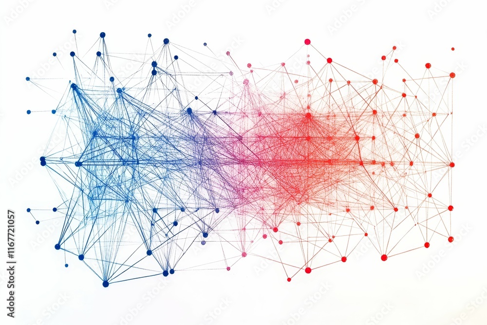 Obraz premium Interconnected nodes forming abstract network pattern.