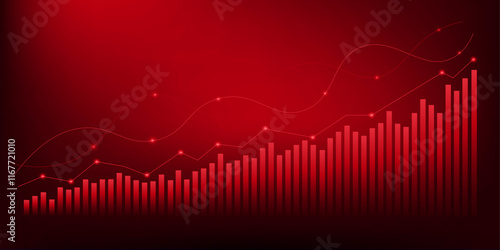 arrow up and down alert stock market in red abstract background