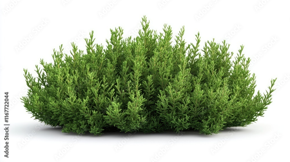 Fototapeta premium Lush green shrub isolated on white background. (1)