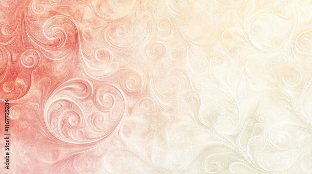 Fototapeta premium Abstract swirling patterns in soft red and cream hues