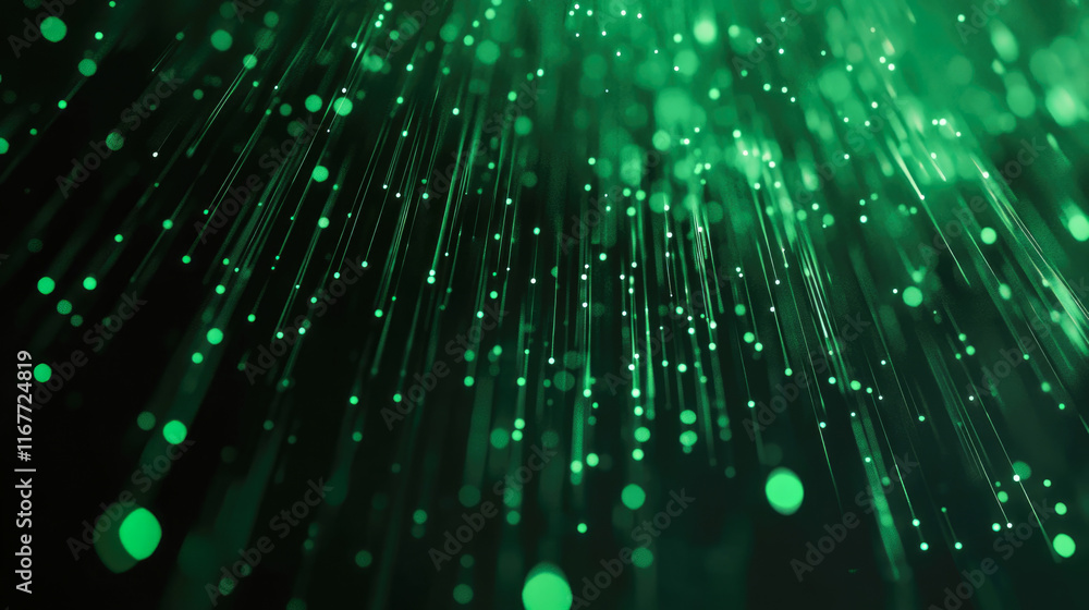 Abstract green light trails with bokeh effect on black background Abstract green light trails with bokeh effect on black background