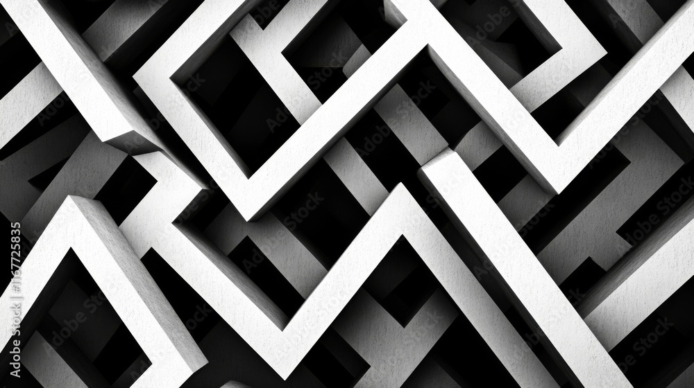 Abstract grayscale pattern of overlapping, geometric shapes creating a dynamic, textured background. Abstract grayscale pattern of overlapping, geometric shapes creating a dynamic, textured background.