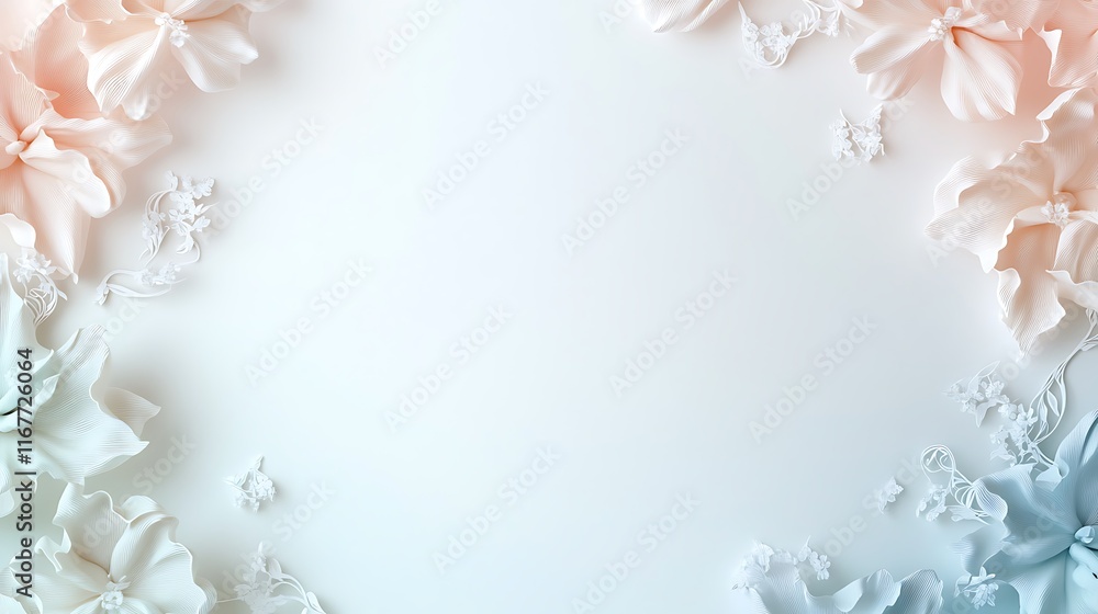 Naklejka premium Pastel Paper Flowers Frame Elegant Background Design