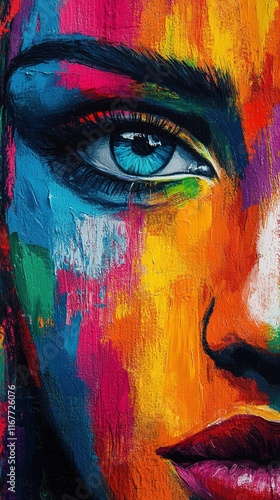 Colorful abstract portrait of a woman.