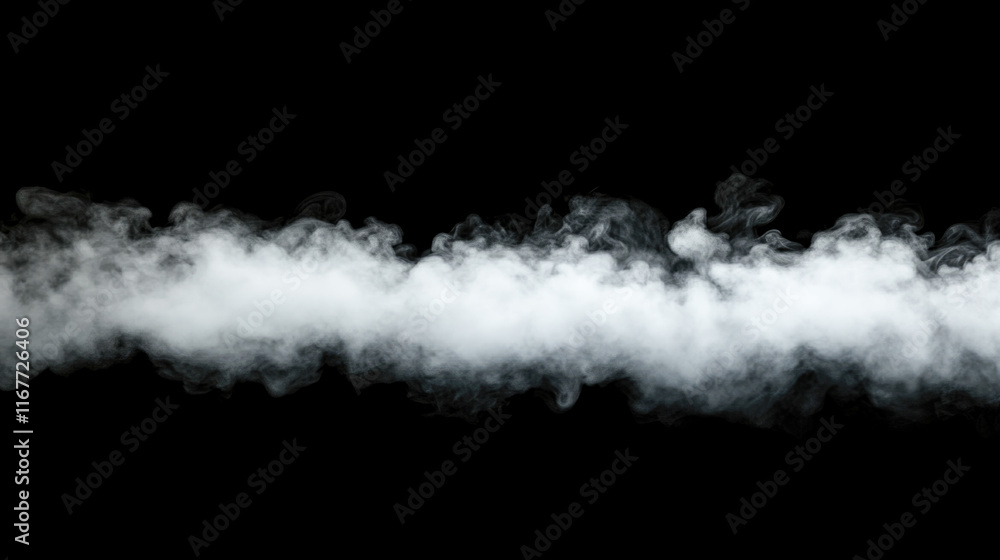 Dense white smoke billowing horizontally against a black background Dense white smoke billowing horizontally against a black background