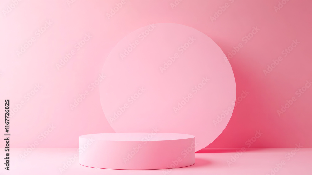 Pink minimalist abstract background with round podium Pink minimalist abstract background with round podium