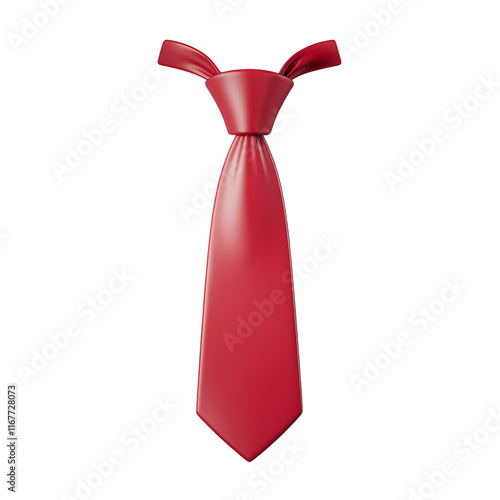 A 3D render of a cartoon style red tie. The tie is isolated on a transparent background. The tie is in a minimalist style. 