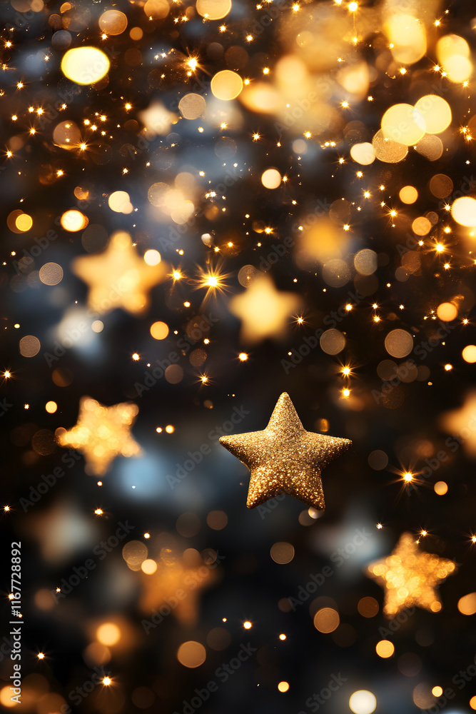 Celestial Symphony: Dancing Golden Stars Illuminate the Night's Canvas Celestial Symphony: Dancing Golden Stars Illuminate the Night's Canvas