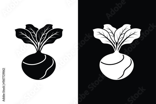 Kohlrabi icon vector on White Background ,Vector Art Illustration on white background.