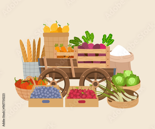 farm market place. fresh natural fruits and vegetables sales