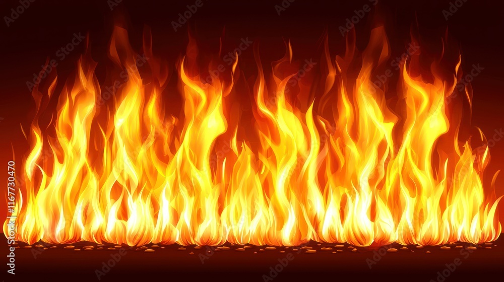 Fiery Inferno: A Wall of Blazing Flames Fiery Inferno: A Wall of Blazing Flames