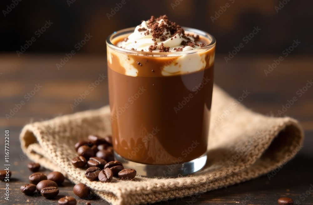 iced coffee with mocha mousse tones served in tumbler cup. beverage on burlap with roasted beans scattered around, cozy and rustic coffeeshop vibe. drink advertising or cafe menu poster design. iced coffee with mocha mousse tones served in tumbler cup. beverage on burlap with roasted beans scattered around, cozy and rustic coffeeshop vibe. drink advertising or cafe menu poster design.