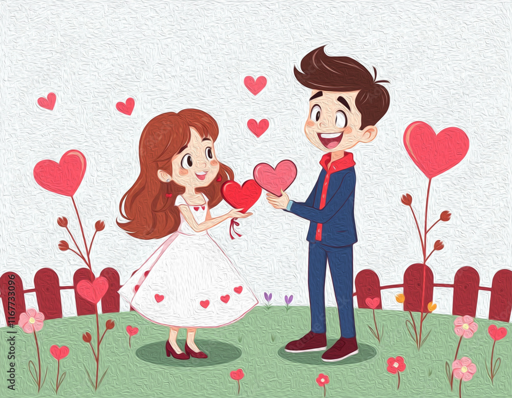 Valentine's Day card design. Illustration with oil paint. Pattern for printing on wall decorations, covers, wallpapers Valentine's Day card design. Illustration with oil paint. Pattern for printing on wall decorations, covers, wallpapers