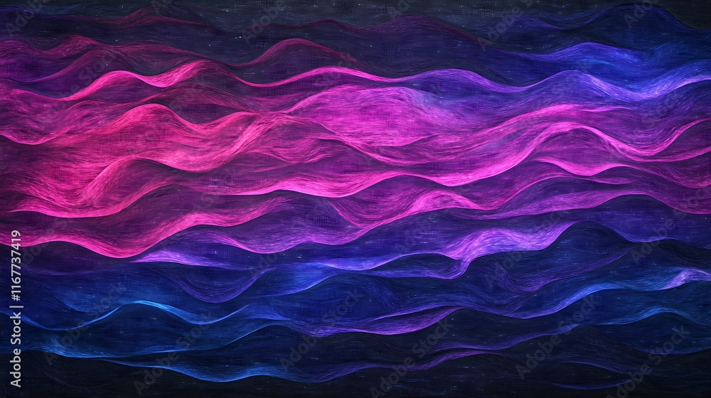 Obraz premium Tech-inspired glowing wave lines moving in a flowing pattern with digital effects