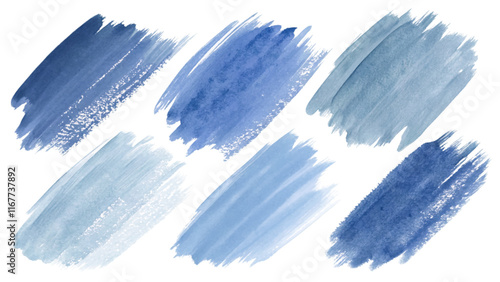 Blue watercolor strokes, artistic background, abstract design, textured brush marks, creative illustration, versatile use.