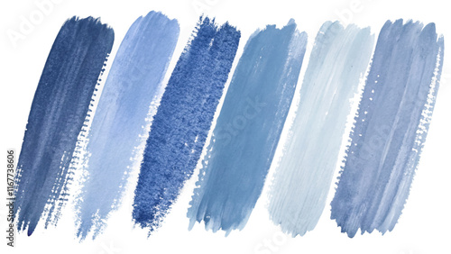 Blue watercolor strokes, artistic paint textures, abstract design elements, creative background, soothing color palette.