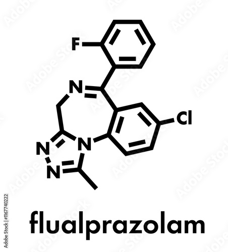 Flualprazolam tranquilizer molecule Skeletal formula.