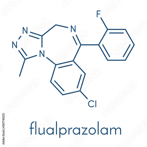 Flualprazolam tranquilizer molecule Skeletal formula.