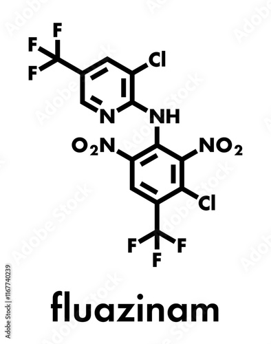 Fluazinam fungicide molecule. Skeletal formula.