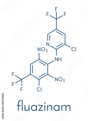Fluazinam fungicide molecule. Skeletal formula.