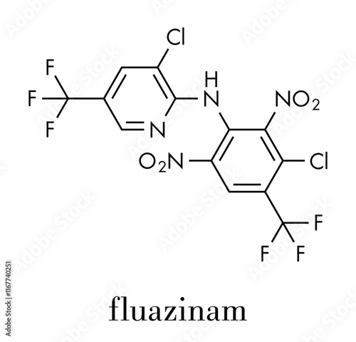 Fluazinam fungicide molecule. Skeletal formula.