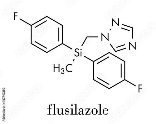 Flusilazole fungicide molecule. Skeletal formula.