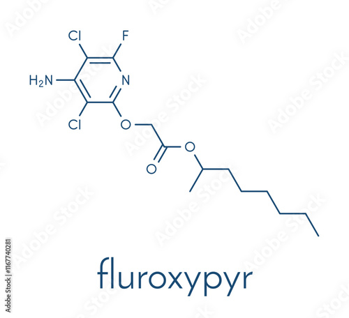 Fluroxypyr herbicide molecule. Skeletal formula.