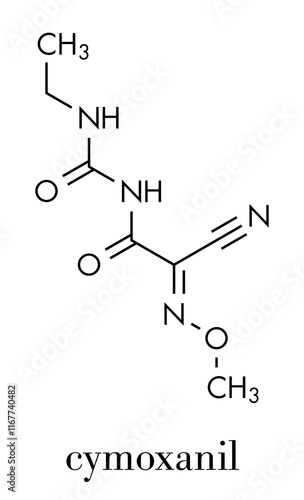 Cymoxanil fungicide molecule. Skeletal formula.