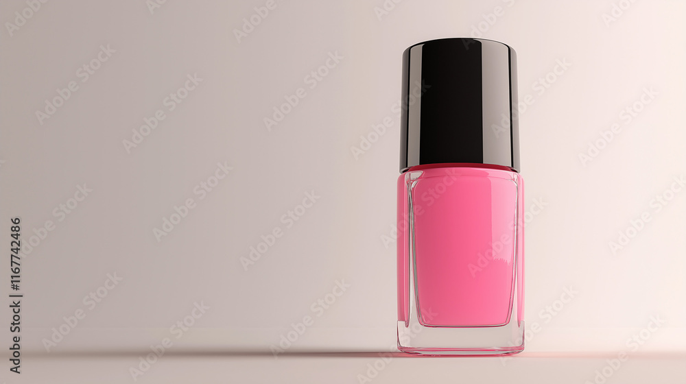 pink nail polish with black cap isolated on white background , bottle of nail polish ,Manicure and pedicure concept pink nail polish with black cap isolated on white background , bottle of nail polish ,Manicure and pedicure concept