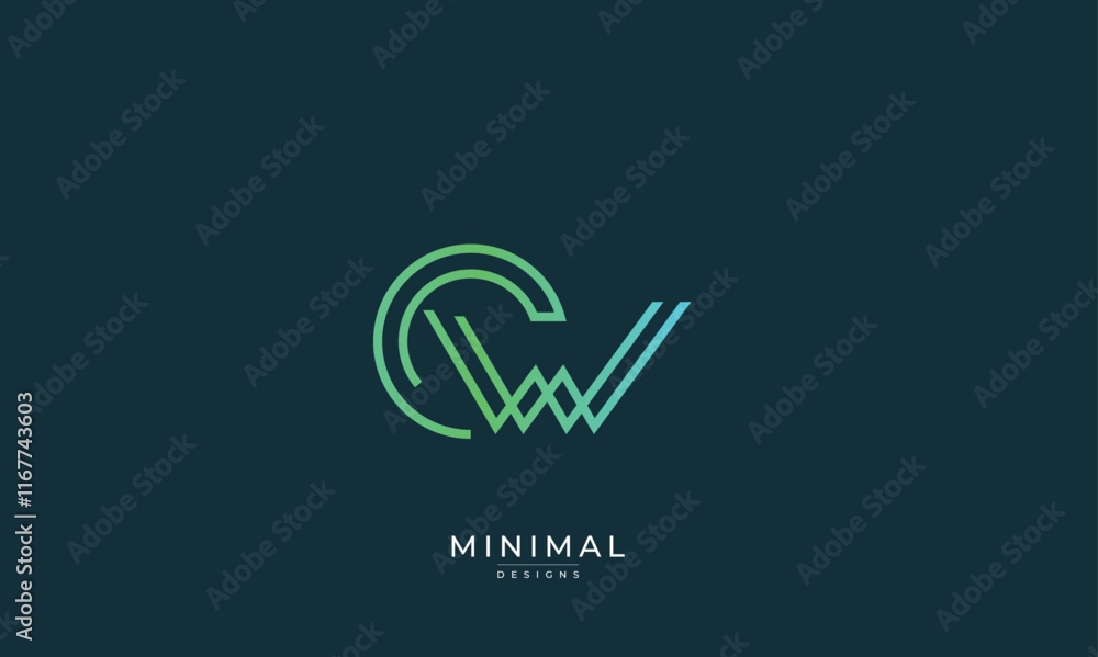 Alphabet letter icon logo CW Alphabet letter icon logo CW