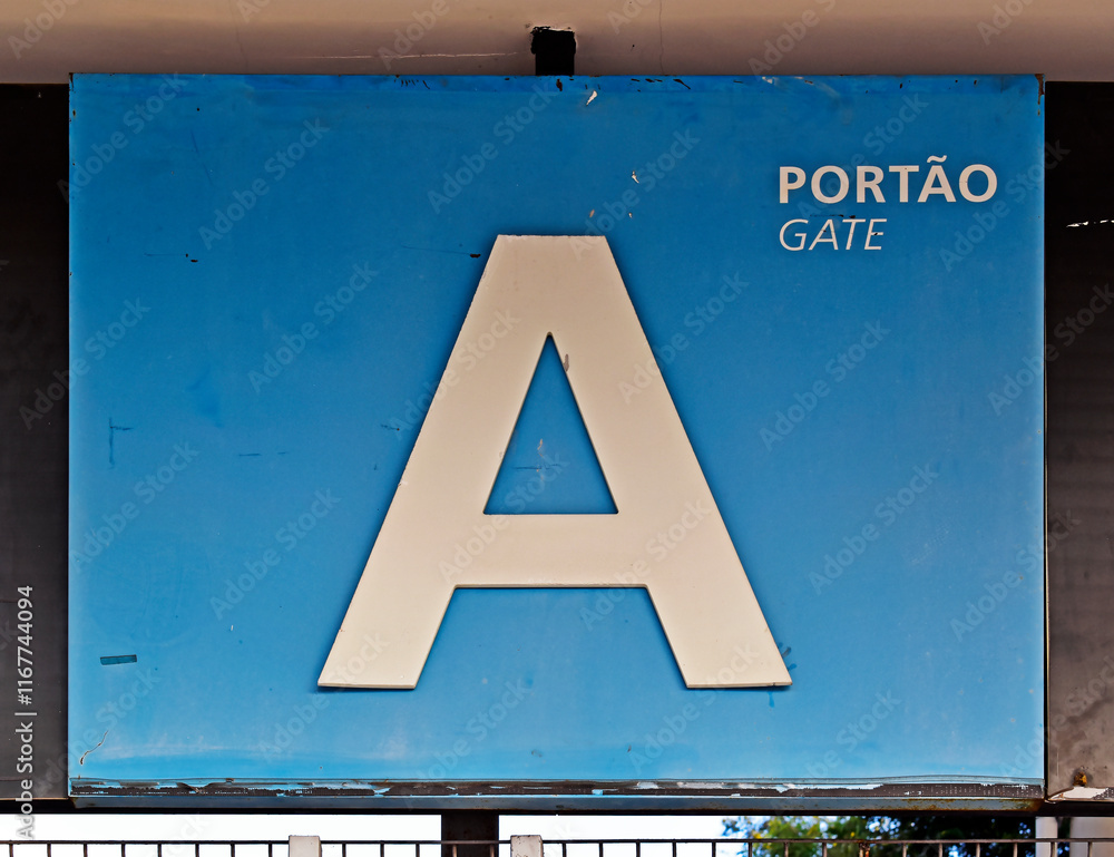 Letter A in white on a blue board Letter A in white on a blue board