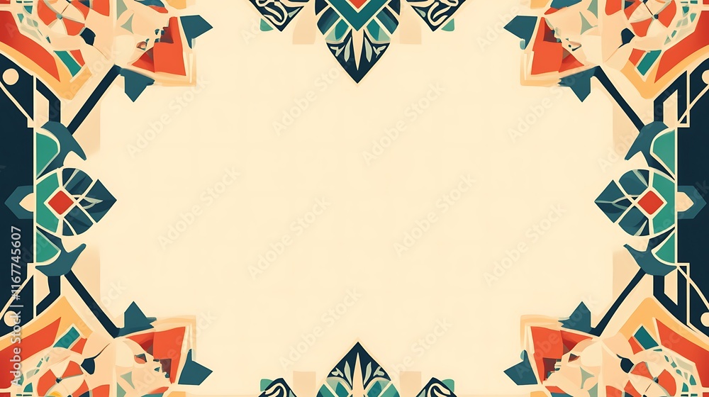 Obraz premium Abstract Geometric Design Frame Beige Background