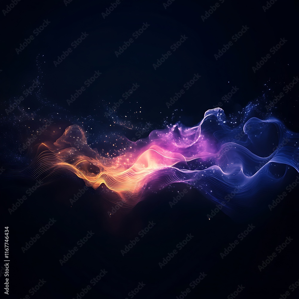Fototapeta premium abstract light streams creating wave patterns and geometric shapes on a black background 