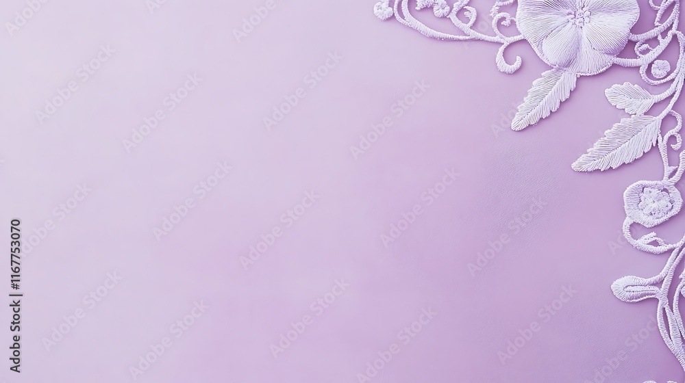 Lavender Background with Embroidered Floral Design Lavender Background with Embroidered Floral Design
