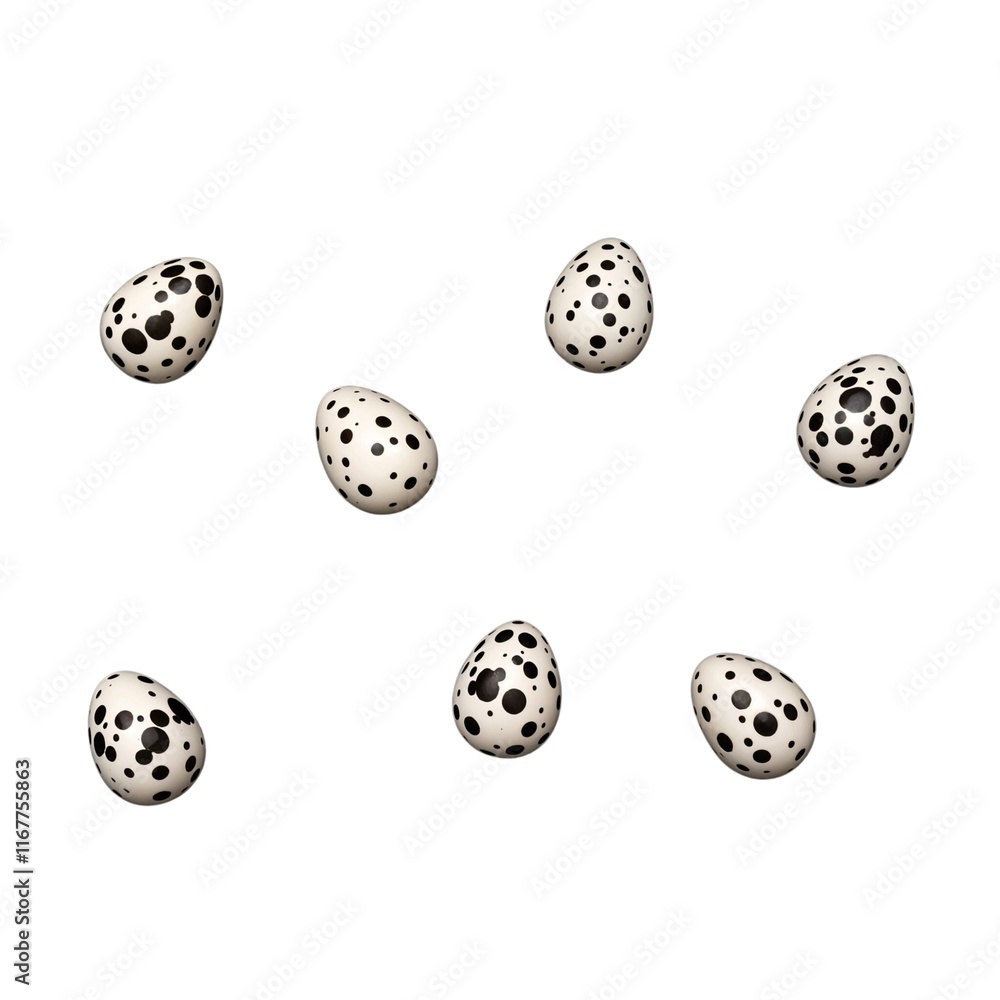 Charming Collection of Black Spotted Eggs Displayed on a Dark Background Charming Collection of Black Spotted Eggs Displayed on a Dark Background
